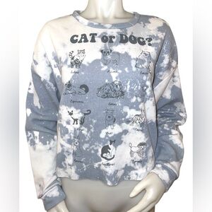 Astrological Tie-Dye Cat and Dog Sweatshirt in Blue and White